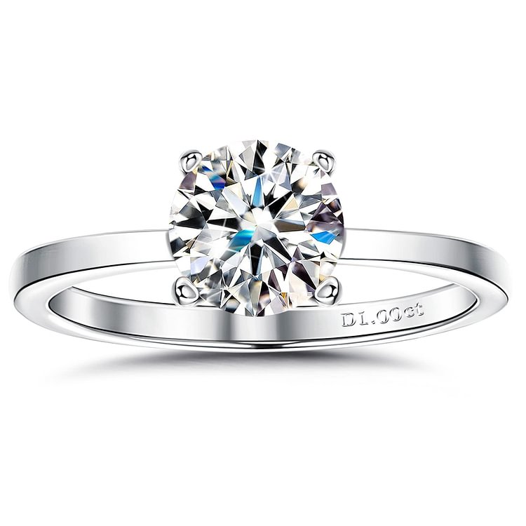 Moissanite Engagement Sterling Silver Ring