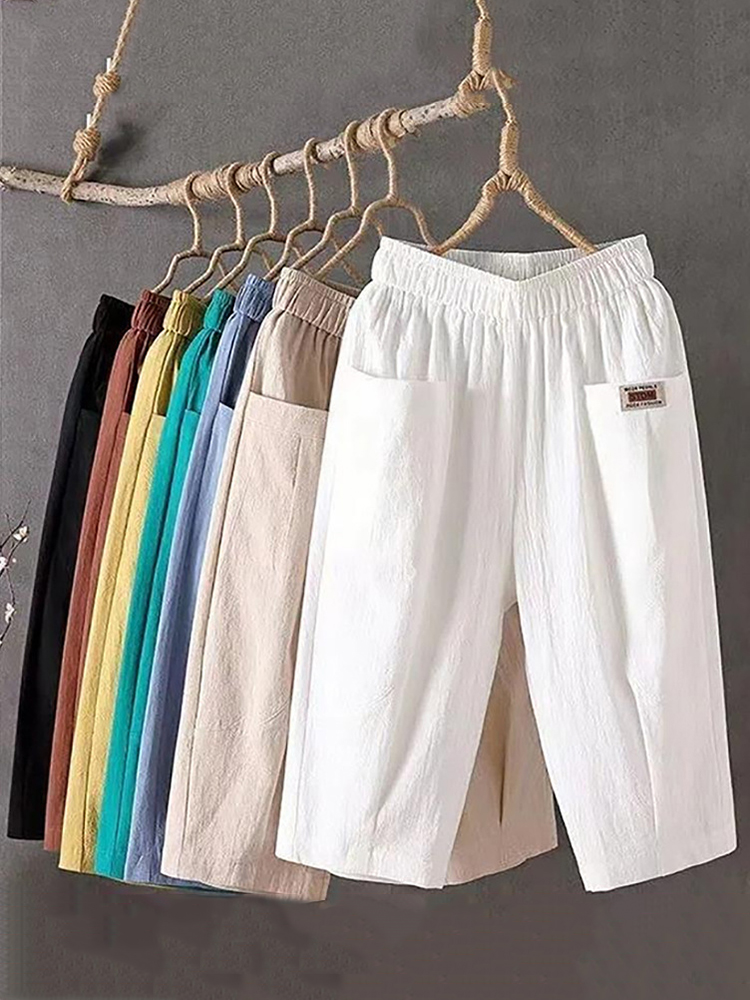 Plain Loose Pockets Cotton Ladies Trouser main image 1