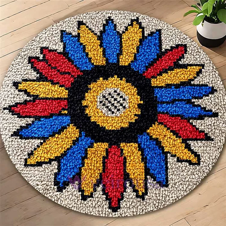  Colorful Sunflower Latch Hook Rug Kit for Adult, Beginner and Kid veirousa