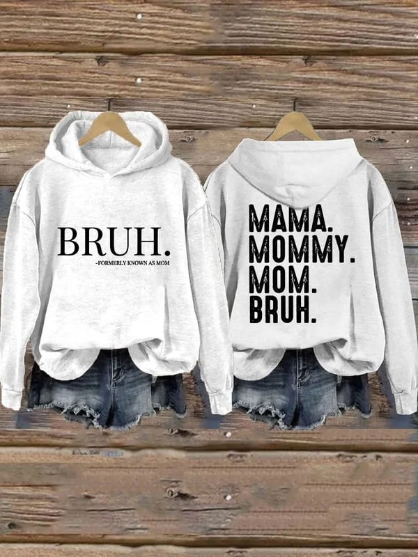 Women's Mama Mommy Mom Bruh Print Hoodie
