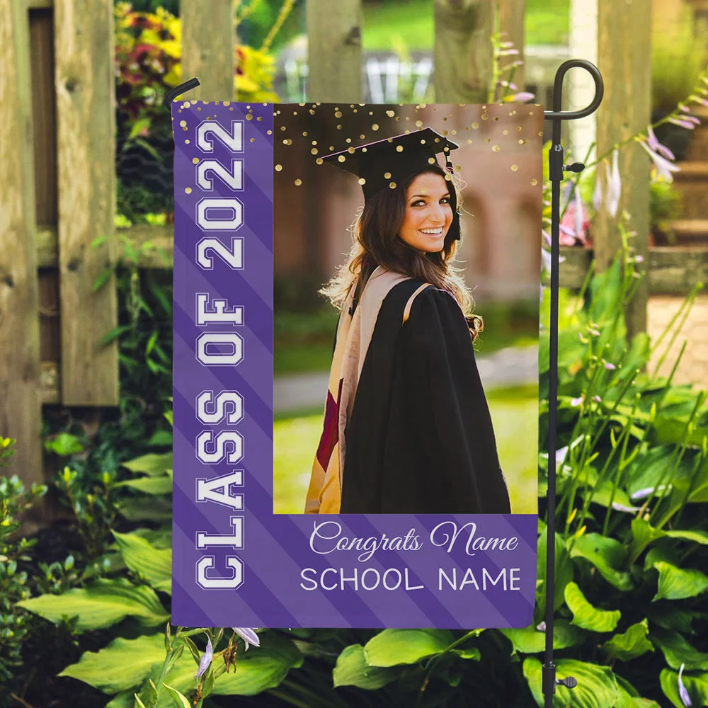 Class of 2022 Graduation Garden Banner with Glitter, Graduation Gift, Flags and Flagpoles Perfect Graduation Gift for Friends, Family, Kids