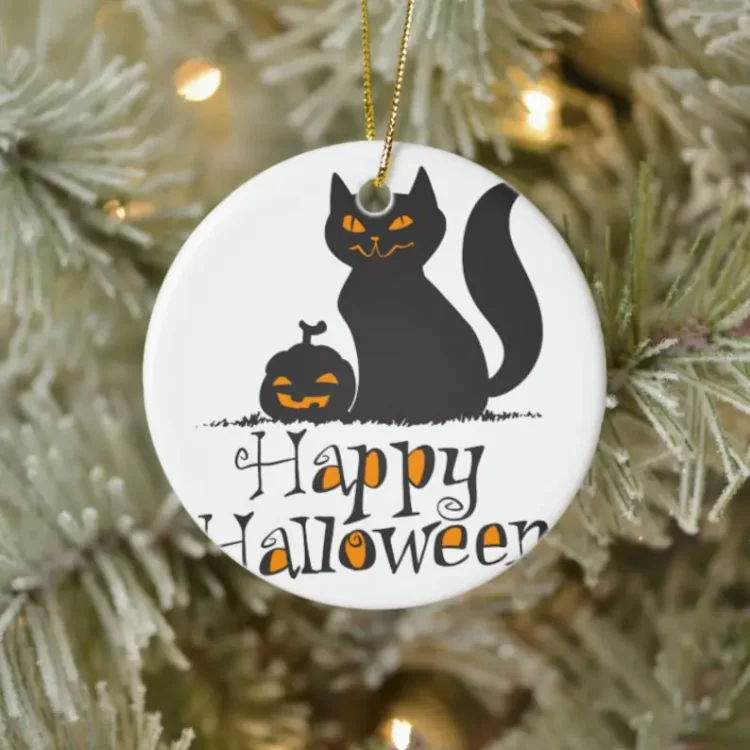 Halloween Black Cat Ornament Funny Pumpkin Home Decor