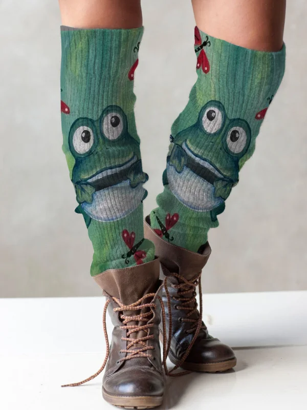 Casual frog retro knit boot cuffs leg warmers
