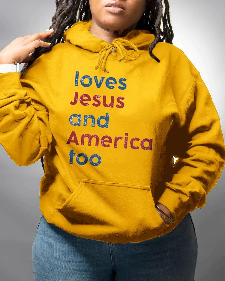 Loves Jesus And America Too Long Sleeve Hoodie