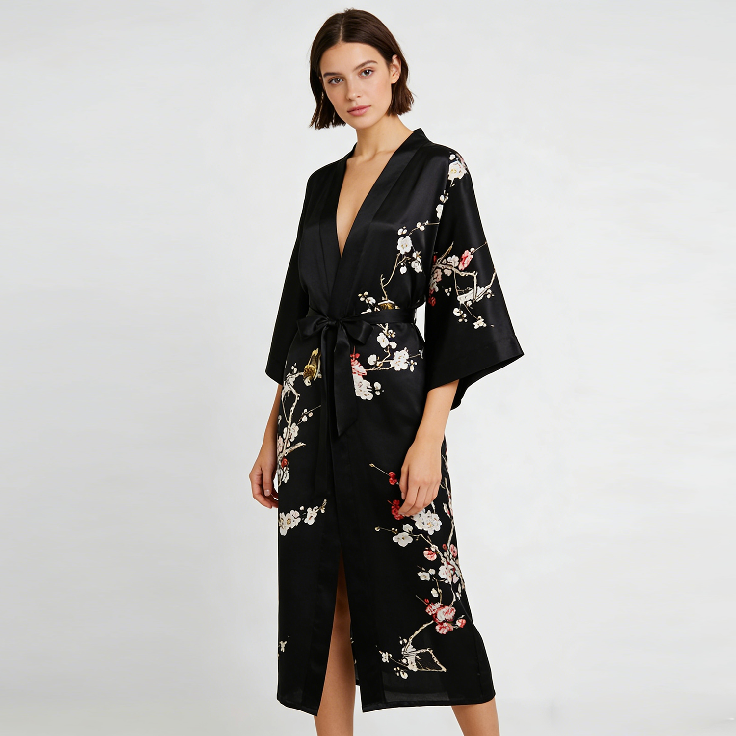 Real Silk Robe Women 100% Mulberry Silk Floral Kimono Soft Comfortable REAL SILK LIFE