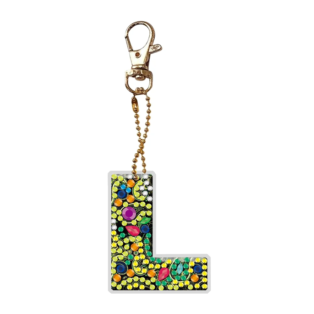 DIY Handmade Gem Keychains Letters Lady Bag Pendant