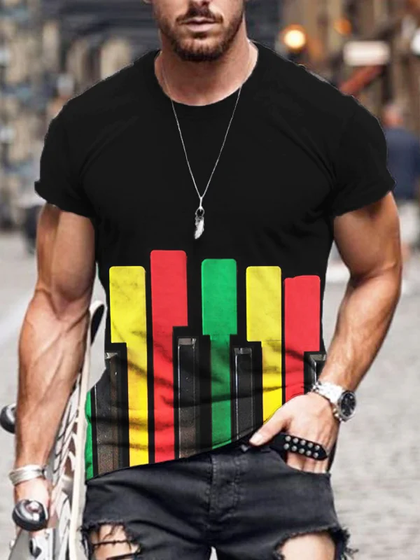 Men's Rasta Piano Keys Short Sleeve T Shirt