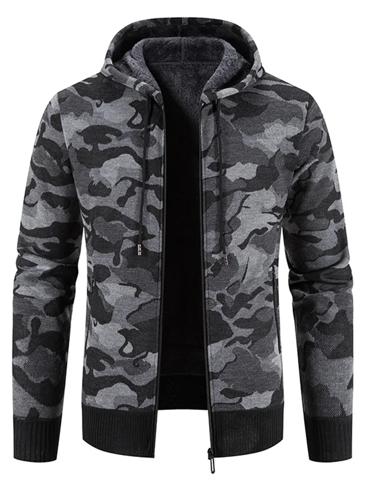 Men's Knitwear Jacket Autumn and Winter New Trend Cardigan Camouflage Hooded Jacket Sweater Men's