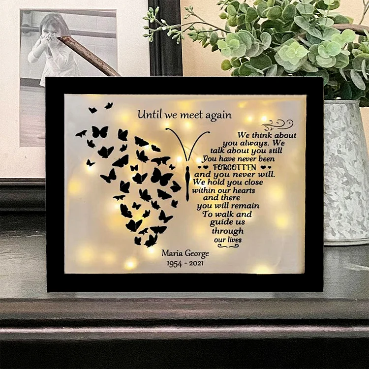 Personalized Butterfly Frame Until We Meet Again Lighted Shadow Box Memorial Gifts