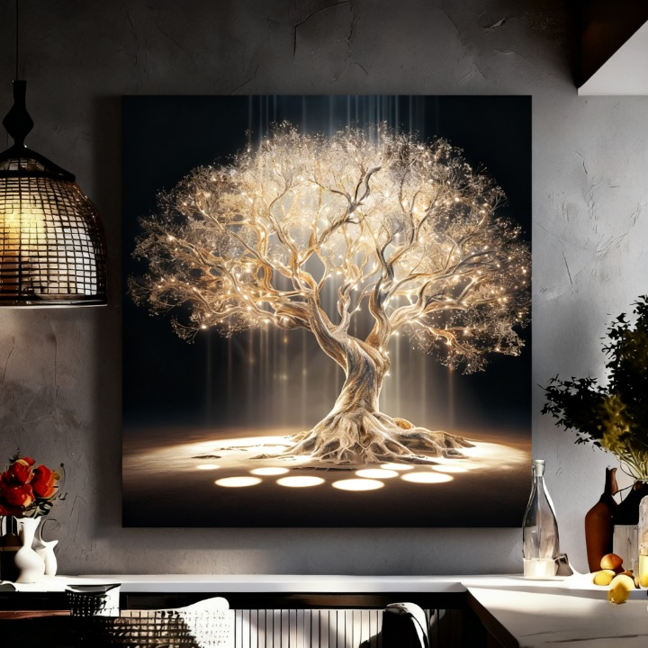 DCIDBEI Diamond Painting Arbre De Vie 30x30 Cm - Kit Complet 5D Strass Ronds, Décoration Murale DIY