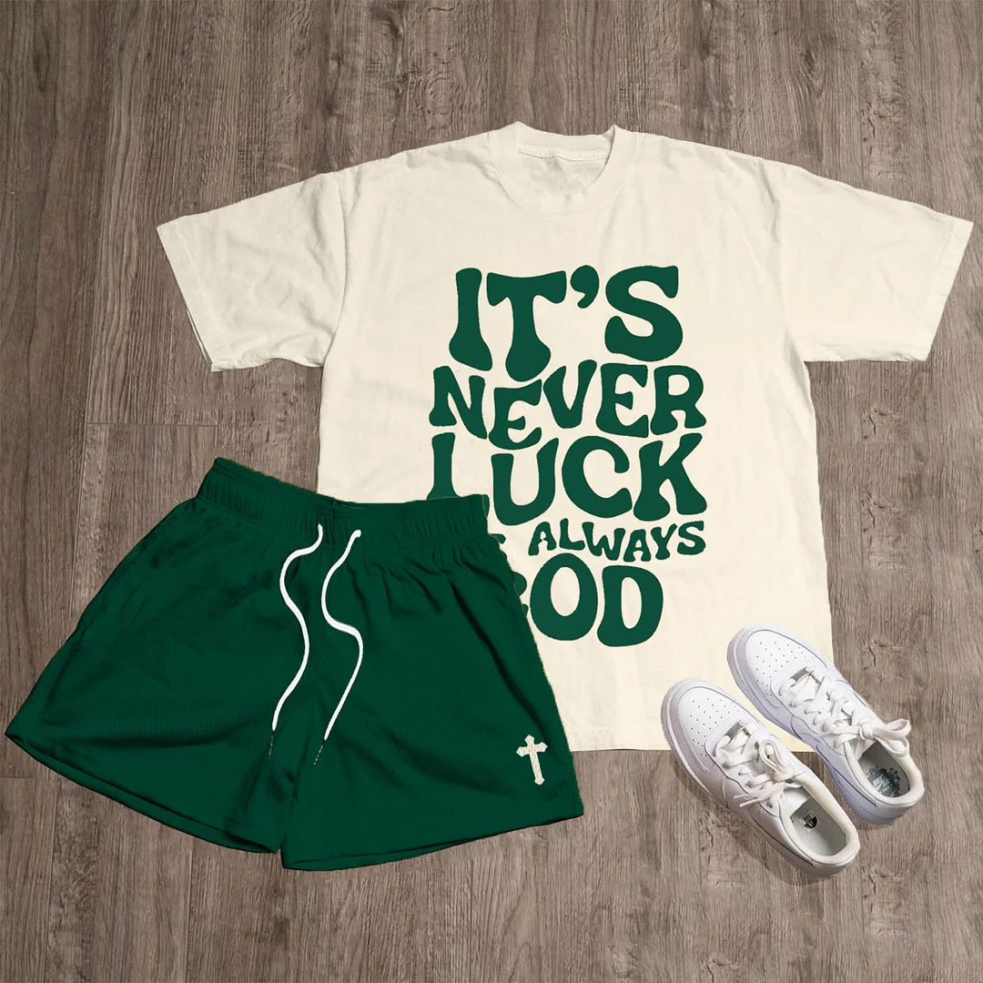 It't Never Luck It's Always God Print Two-Piece Set