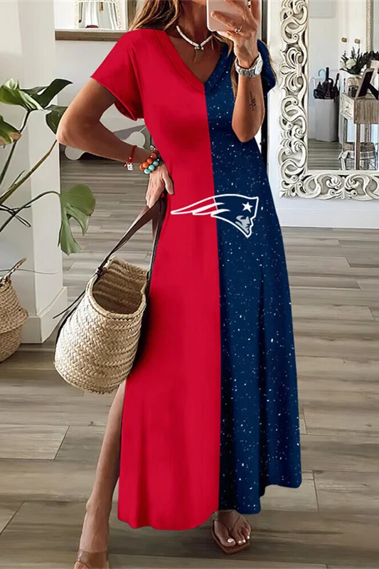 New England Patriots
V-Neck Sexy Side Slit Long Dress