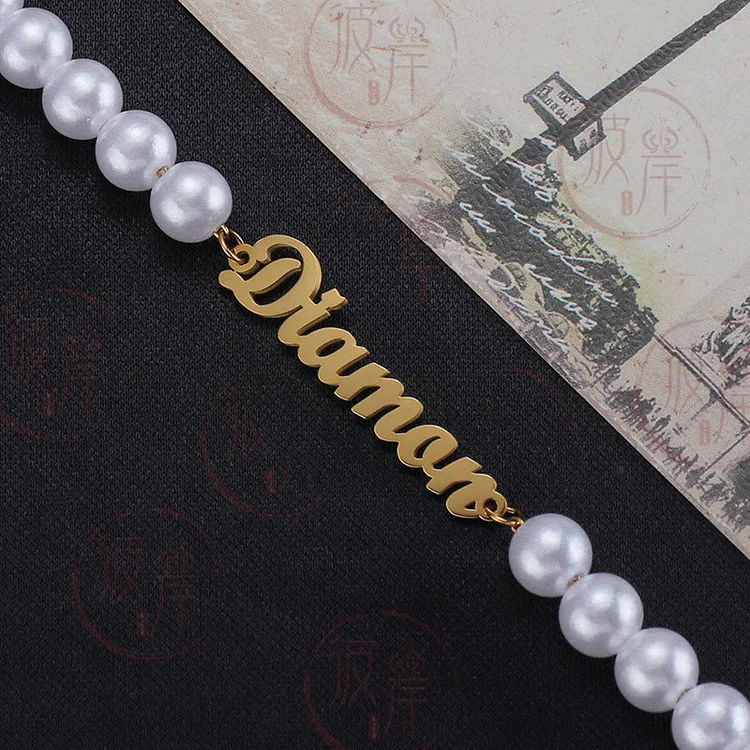 White Pearl Letter Clavicle Chain Necklace