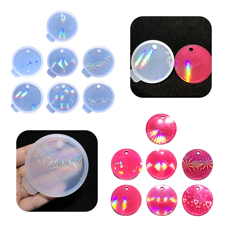 Get Ready to Sparkle with our 7-Piece Holographic Earring Resin Molds Set