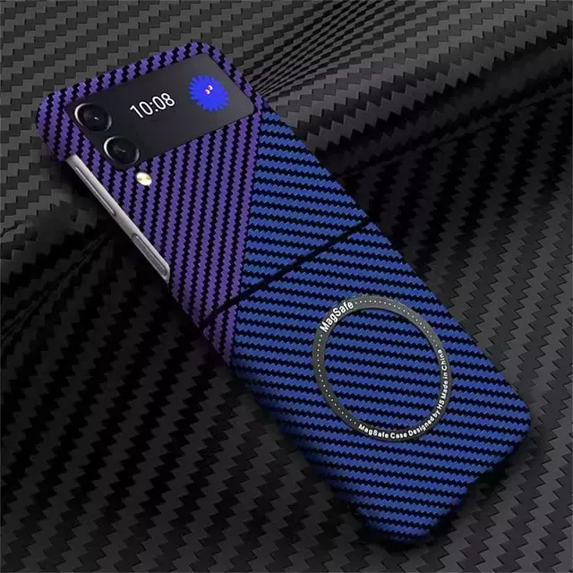 All-inclusive Carbon Fiber Magsafe Magnetic Wireless Charging Phone Cases for Galaxy Z Flip3/Z Flip4/Z Flip5