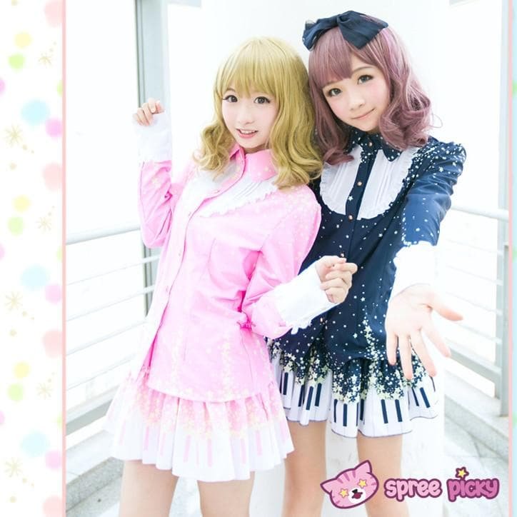 Piano and Stars Joint Colors Long Sleeve Blouse Only SP130209