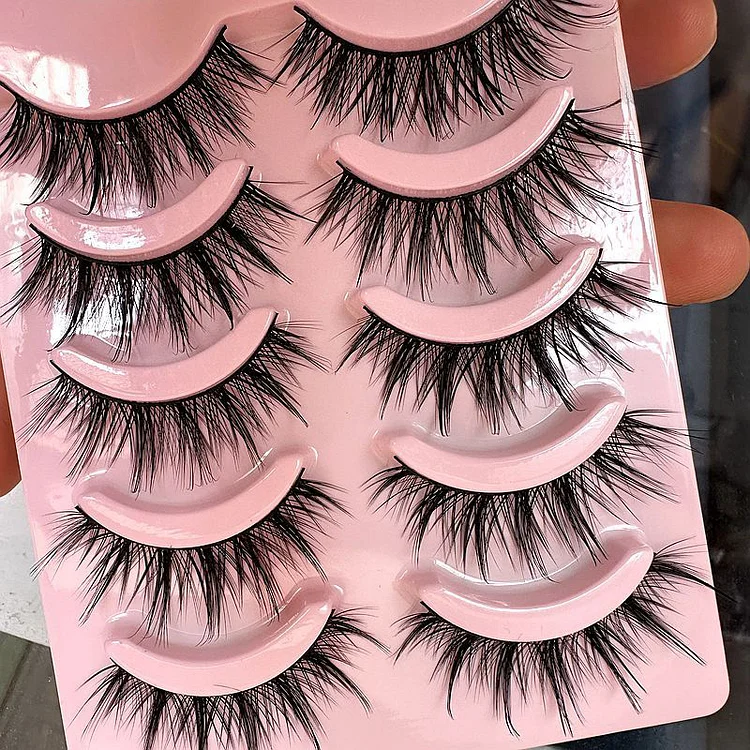 5 pairs of natural simulation curly segmented Barbie comic eyes mixed set