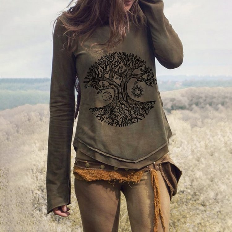 Vintage Tribal Print Long Sleeve T-Shirt