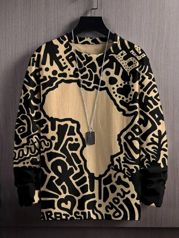 Men's Black Pride African Print Long Sleeve T-Shirt