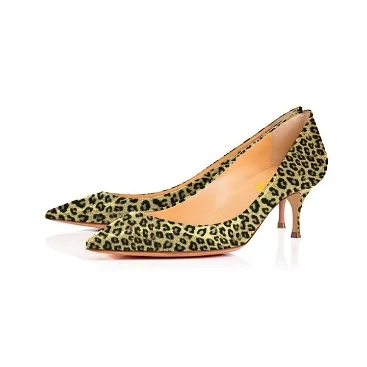 Leopard Print Gold Kitten Heels Pumps Vdcoo