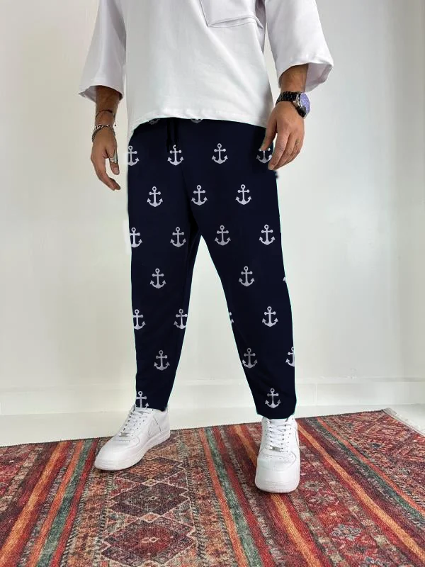 Men's Anchor Print Casual Pants