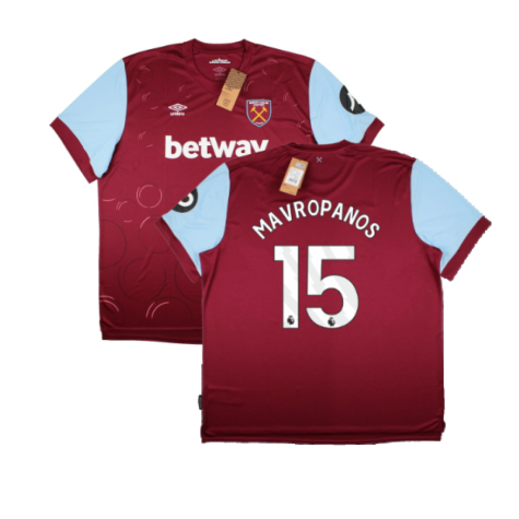 West Ham United Konstantinos Mavropanos 15 Home Shirt Kit 2023-2024