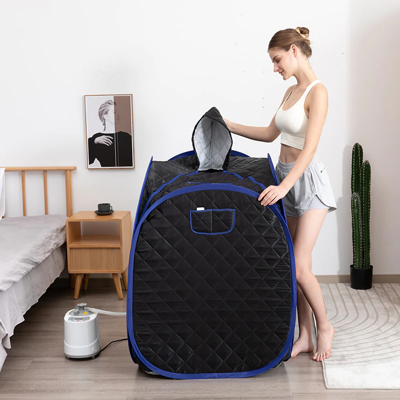 Smartmak Portable Steam Sauna Kit, Include Tent with Hat and 2L Steamer - Black