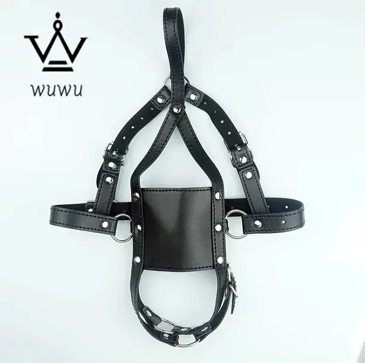 pornhint Pornhint BDSM Pu Leather Ball Gag Silicone Slave Head Harness Muzzle Bondage Gear Shackle Bondage