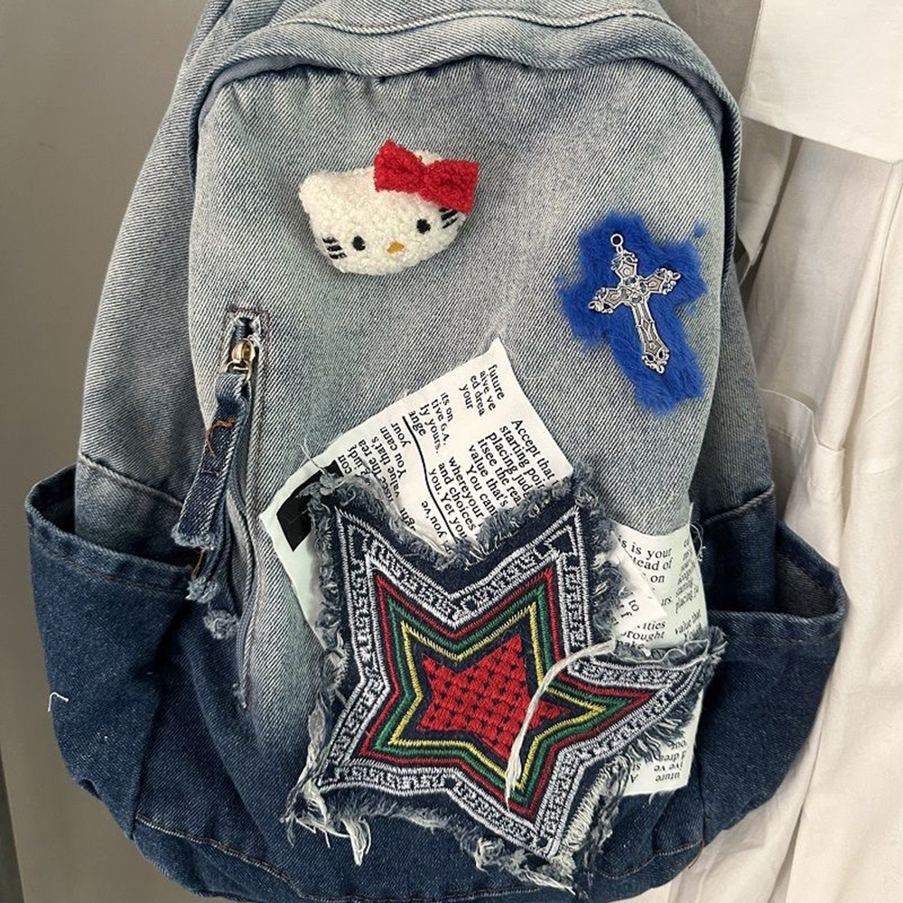 Rero Y2K Hello Kitty Cat DenimBackpack Bag