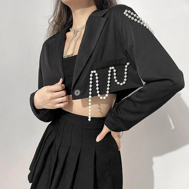 Gothic Harajuku Couture Mood Cropped Blazer Jacket