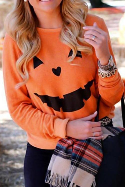 Ready For Pumpkin Printing Hoodie - Shop Trendy Women's Clothing | LoverChic
