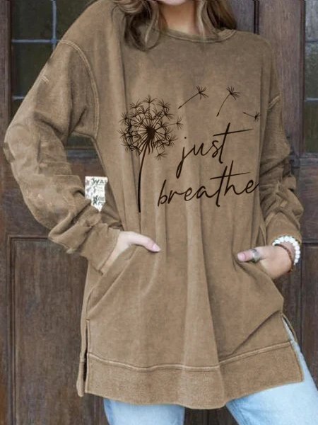 Women's Just Breathe Dandelion Print Sweatshirt WZW