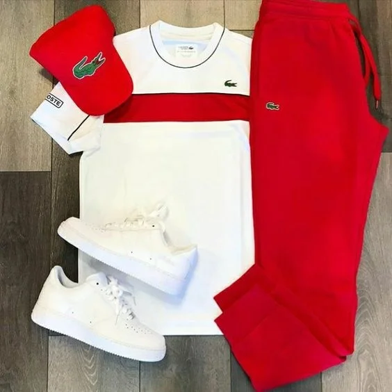 white red fashion short-sleeved shorts fashion suit