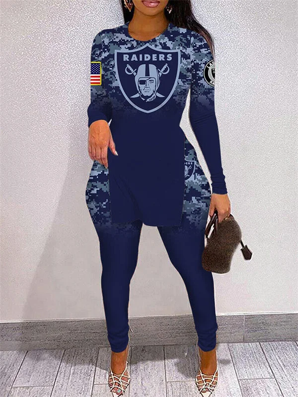 Las Vegas Raiders
Limited Edition High Slit Shirts And Leggings Two-Piece Suits