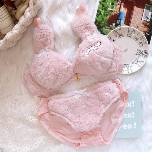 Lolita Kawaii Heart Rabbit Sweet No Steel Ring Bra and Panty Set SP15481