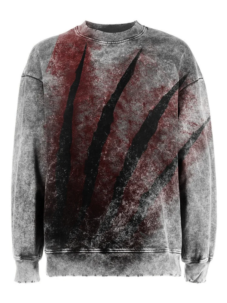 Men's Halloween Scary Bloody Scratch Print Sweatshirt