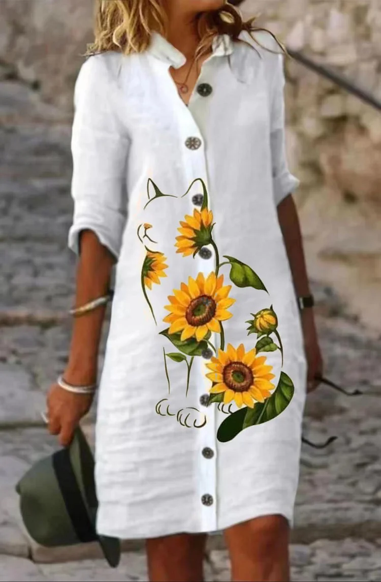 SunFlower Plain Cotton Casual Dress