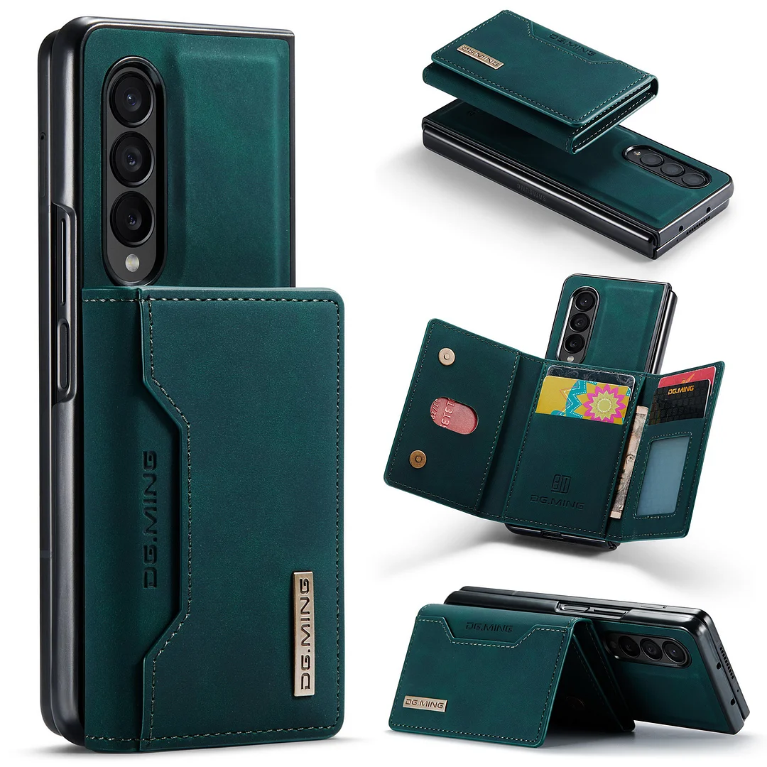 Retro Leather Detachable Magnetic Wallet Phone Case With Cards Slot And Kickstand For Galaxy Z Fold3/Fold4/Fold5