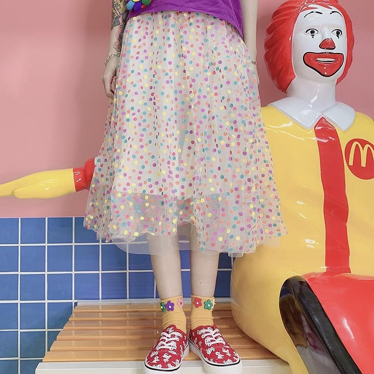 Pastel Candy Spot Maxi Skirt SP14010