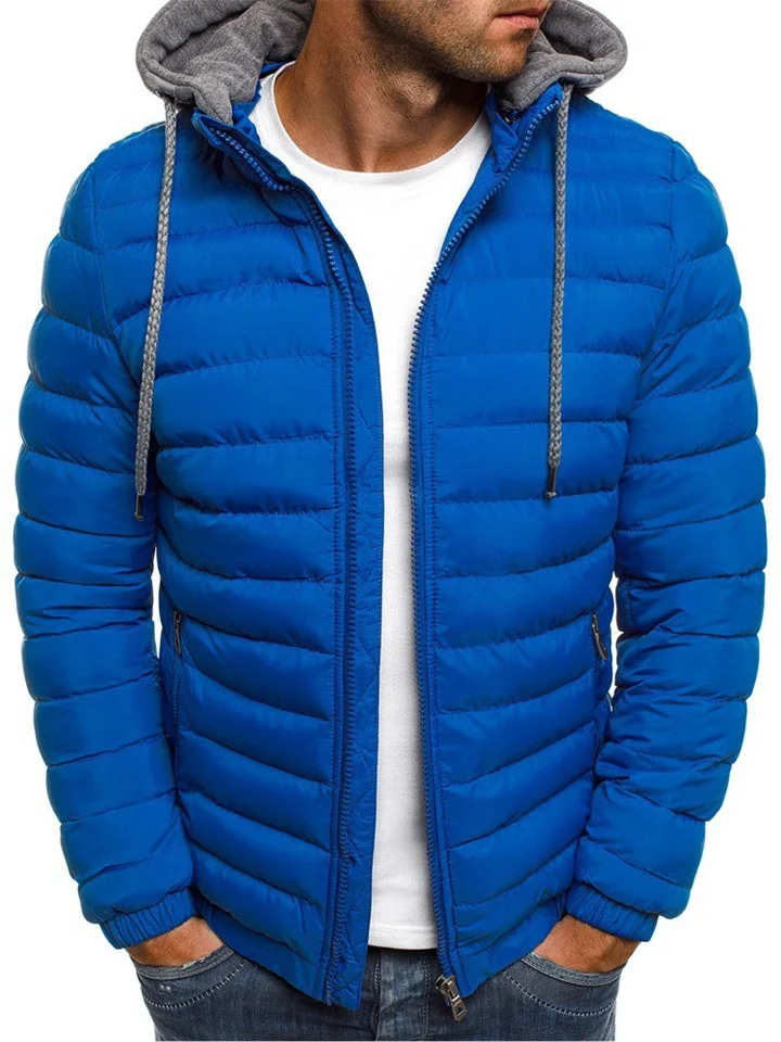 Men's Puffer Jacket Winter Jacket Quilted Jacket Winter Coat Warm Sports Outdoor Running Jogging Solid Color Outerwear Clothing Apparel Lake blue Navy Green
