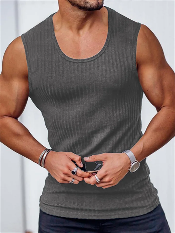 Men's Tank Top Vest Top Undershirt Sleeveless Shirt Plain Crew Neck Outdoor Going Out Sleeveless Clothing Apparel Fashion Designer Muscle-Cosfine