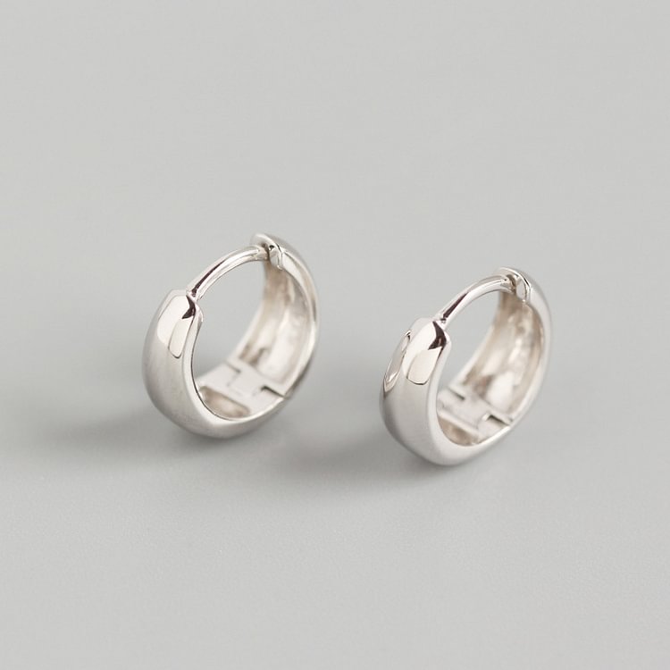 S925 Geometric Metal Wide Face Earrings