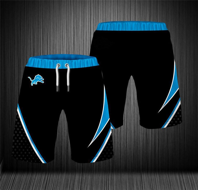 Detroit Lions Pantss Set 2PCS Mens Summer Short Sleeve T-Shirts Beach Shorts