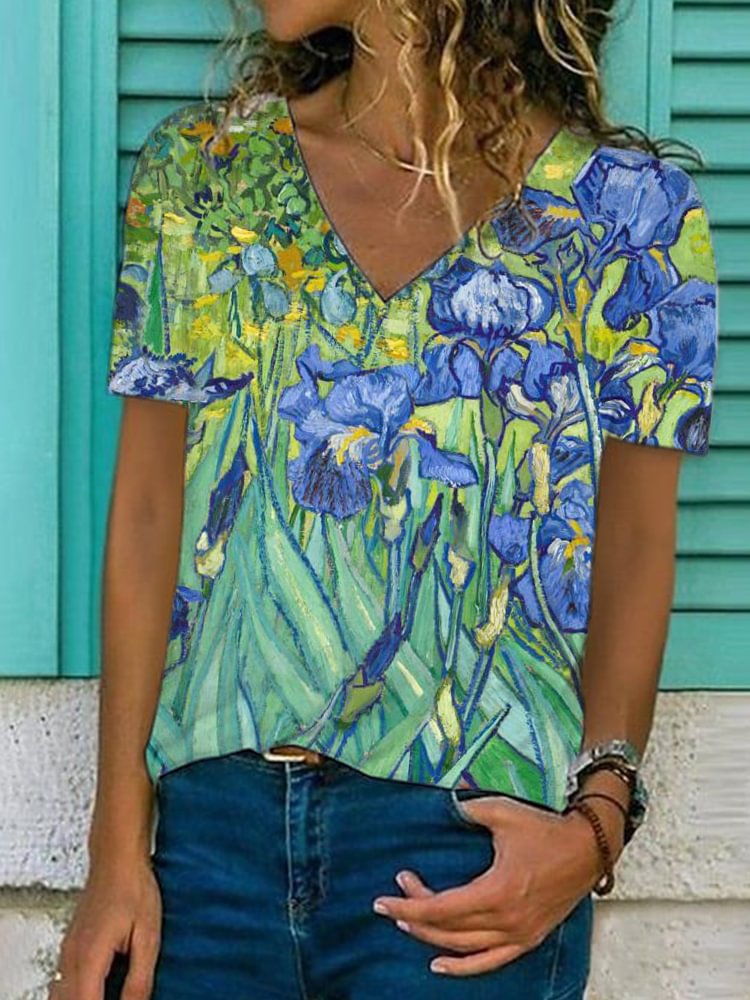 Comstylish Irises Art Print Short Sleeve T Shirt