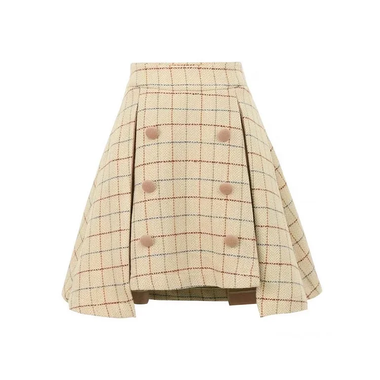 Kawaii Khaki A-Line Skirt Set