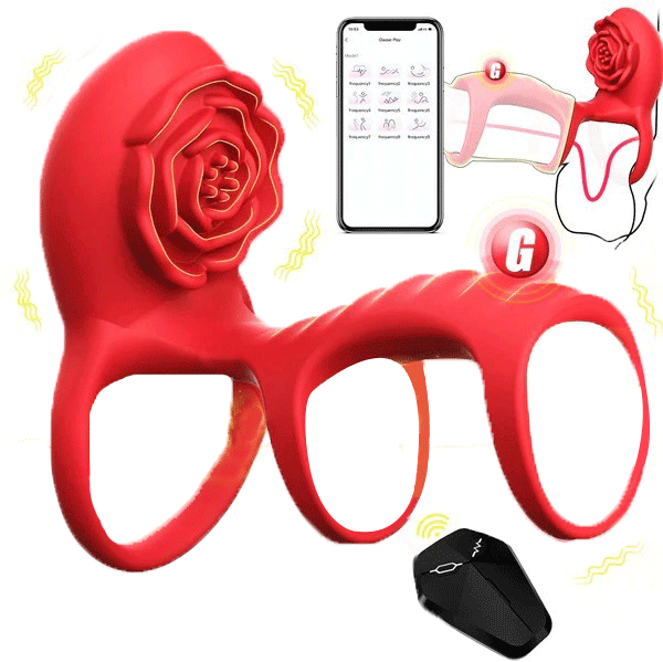 Enclosex - Couples Rose Cock Ring Vibrator 3-ring Vibrating With With Remote & App Control By Rose Toy