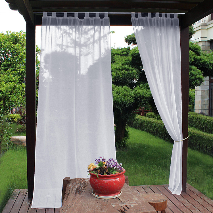 Outdoor White Tab Top Semi-shading Rainproof and Waterproof Curtains 1Pcs-ChouChouHome