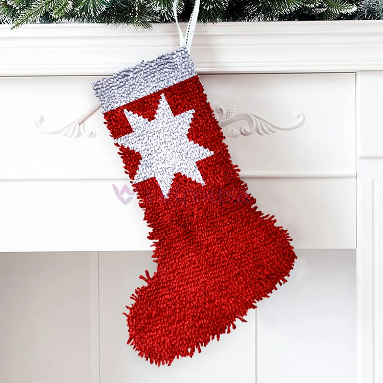Star Christmas Stocking DIY Latch Hook Kits for Beginners veirousa