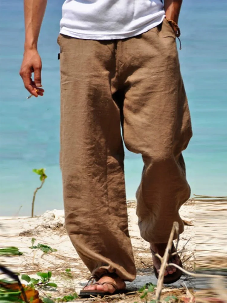 Brown Casual Cotton Pants