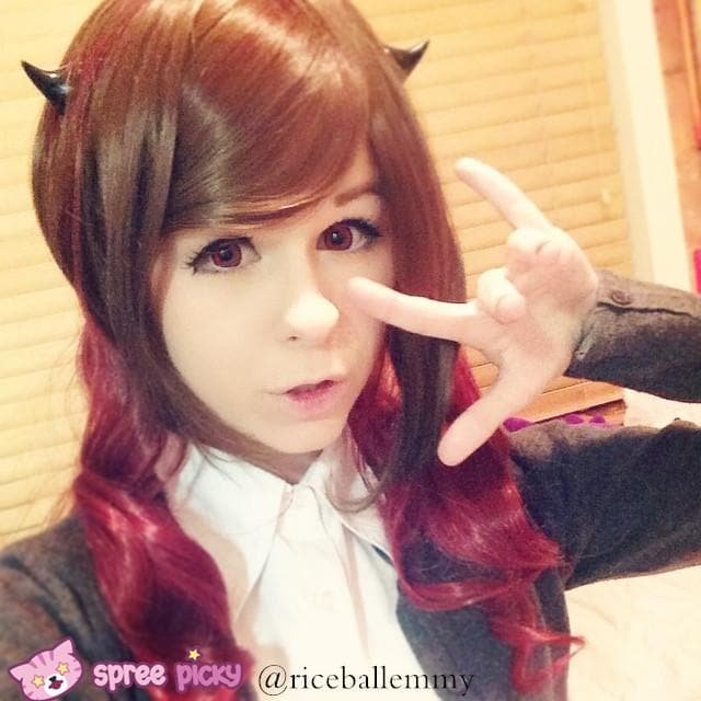 Harajuku Gothic Cosplay Lolita Brown/Red Tie Die Long Curly Wig SP130081